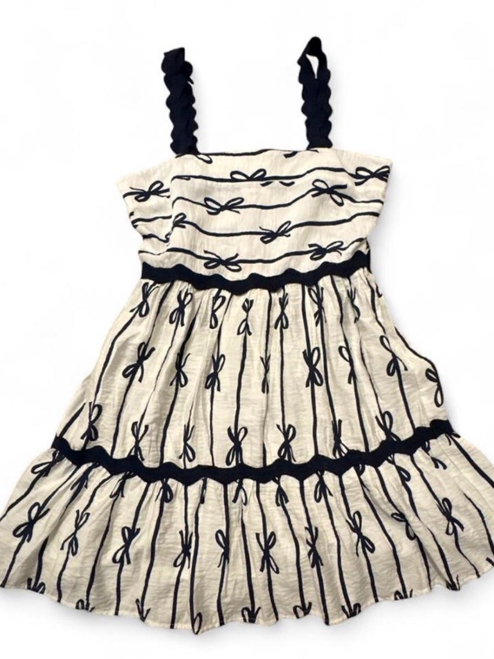NWT Umgee Cream and Black Bow Print Sundress Sz L